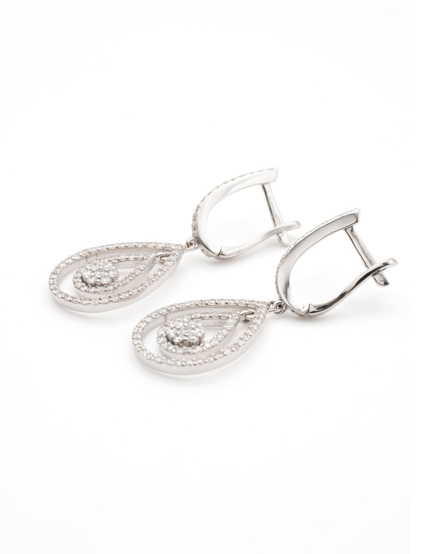 Pear Drop Earrings 1CT FSI 18K White Gold