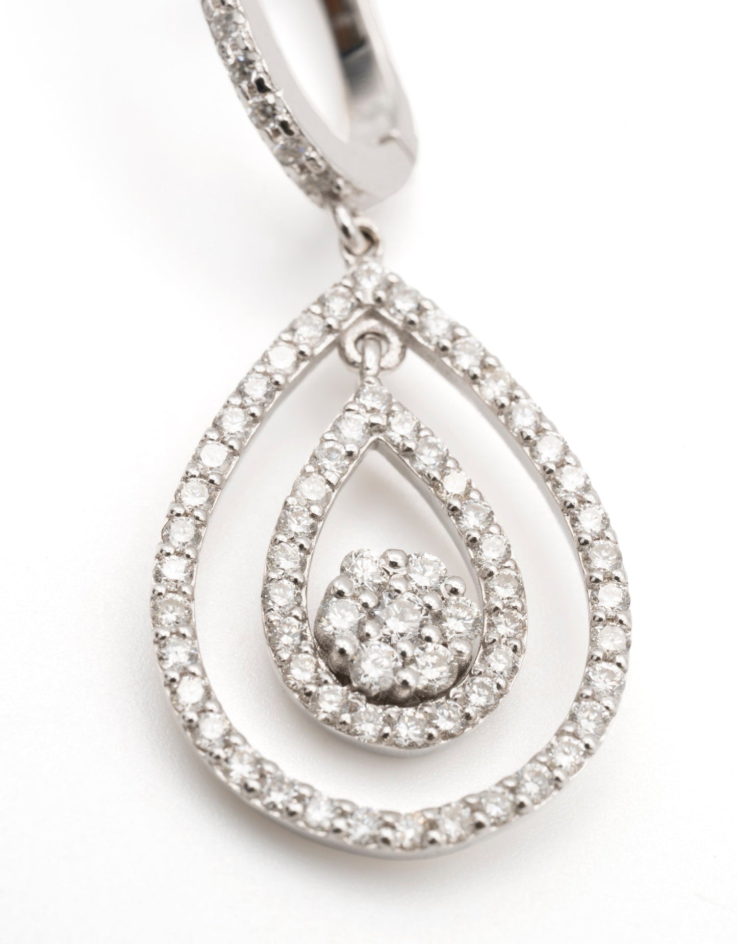 Pear Drop Earrings 1CT FSI 18K White Gold