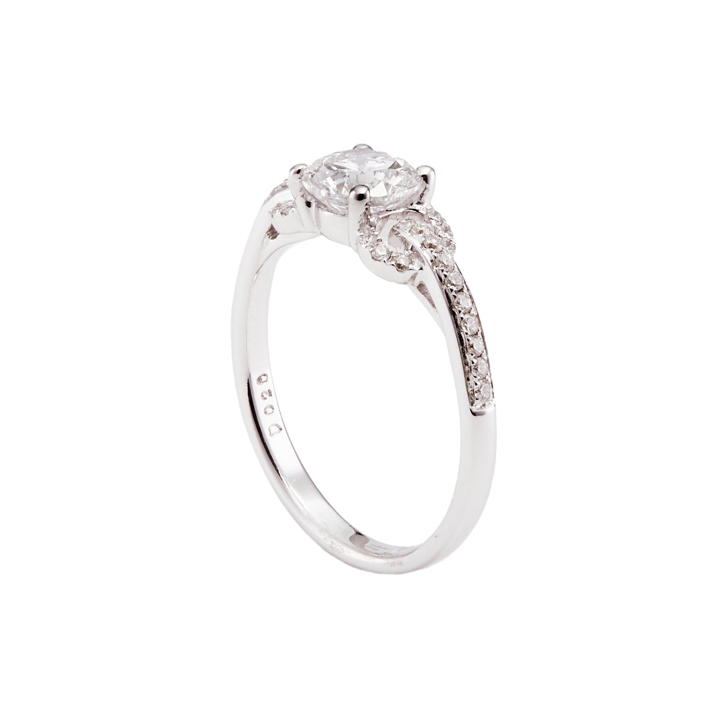 Round Brilliant Diamond Ring Ornate Shoulders