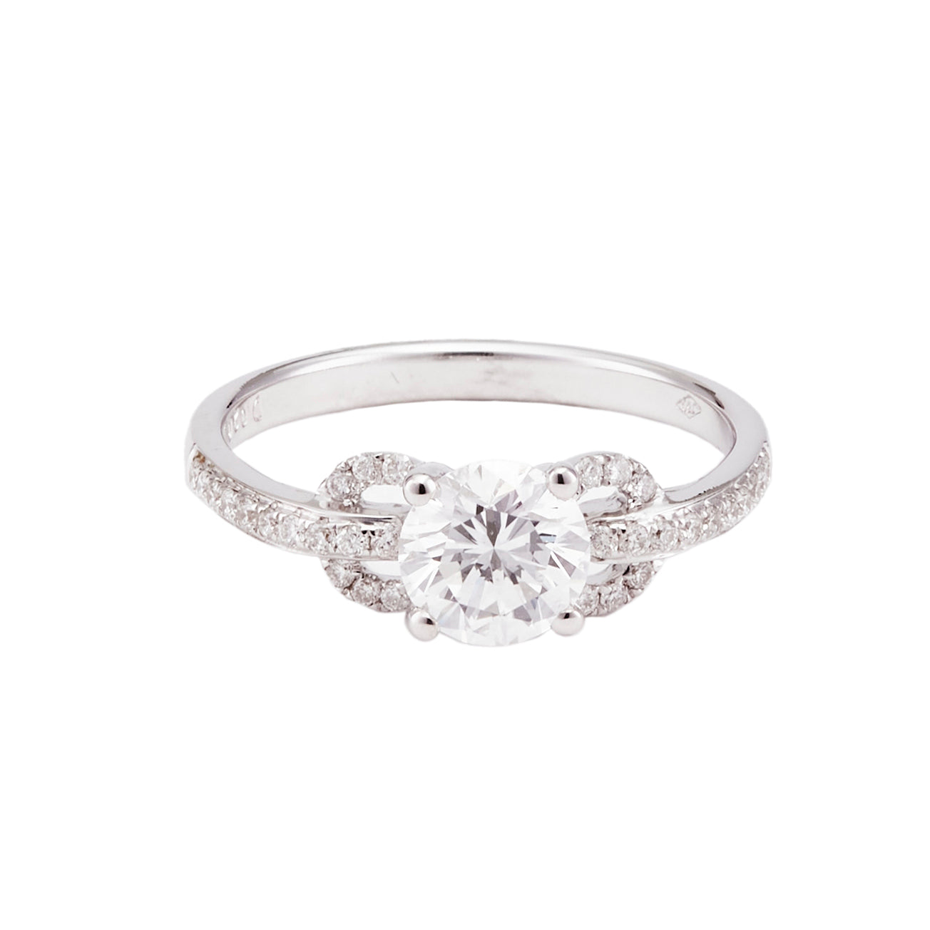 Round Brilliant Diamond Ring Ornate Shoulders
