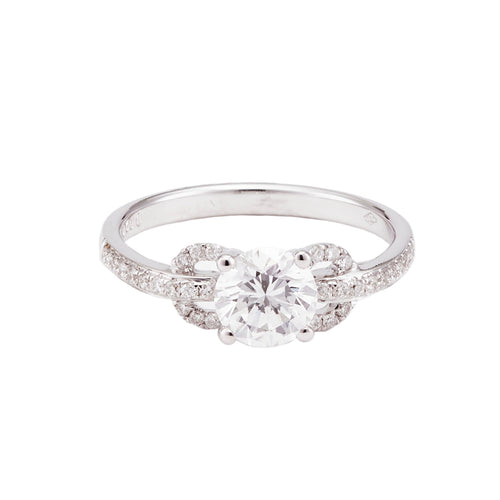 Round Brilliant Diamond Ring Ornate Shoulders
