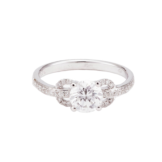 Round Brilliant Diamond Ring Ornate Shoulders