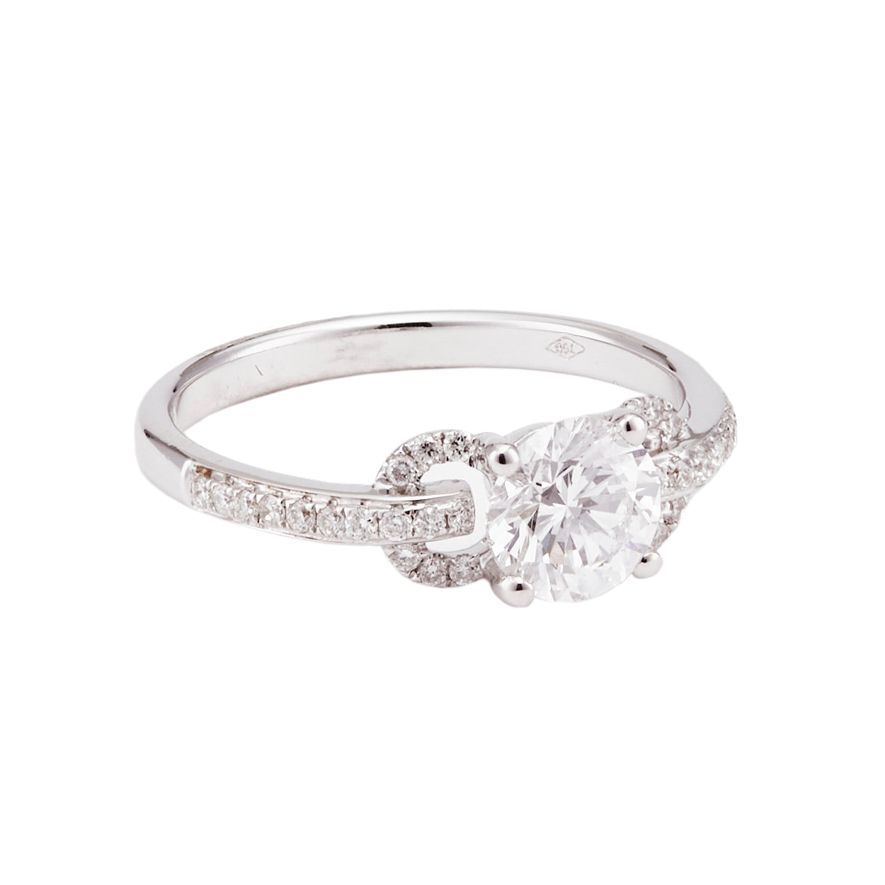 Round Brilliant Diamond Ring Ornate Shoulders