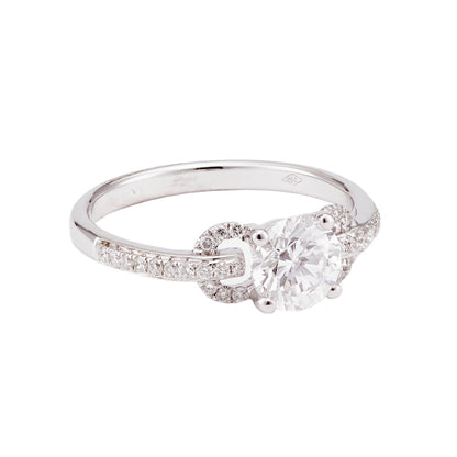 Round Brilliant Diamond Ring Ornate Shoulders