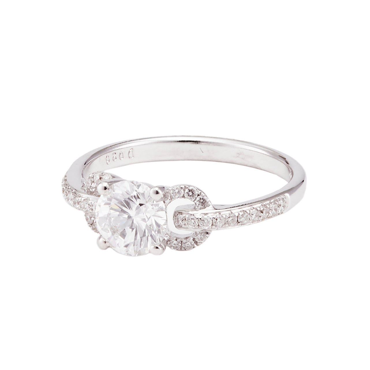 Round Brilliant Diamond Ring Ornate Shoulders