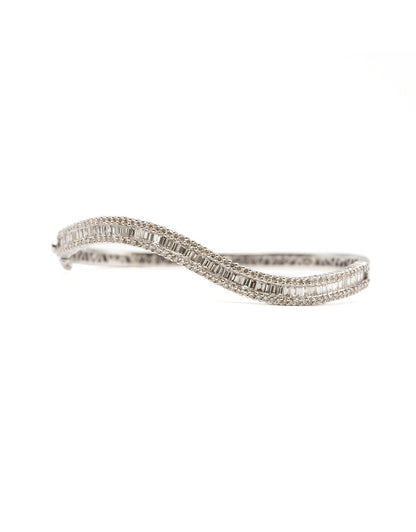 Wave Diamond Bangle 4CT 18K White Gold