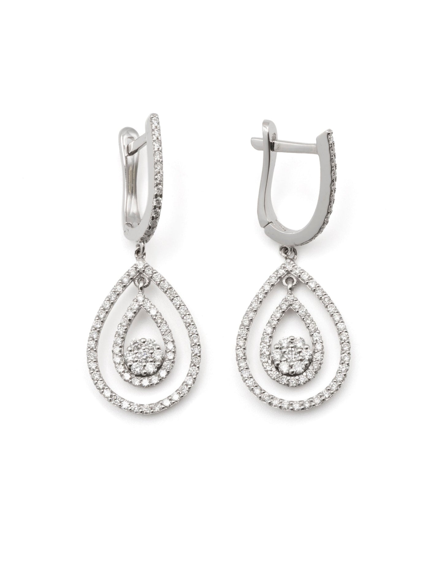 Pear Drop Earrings 1CT FSI 18K White Gold