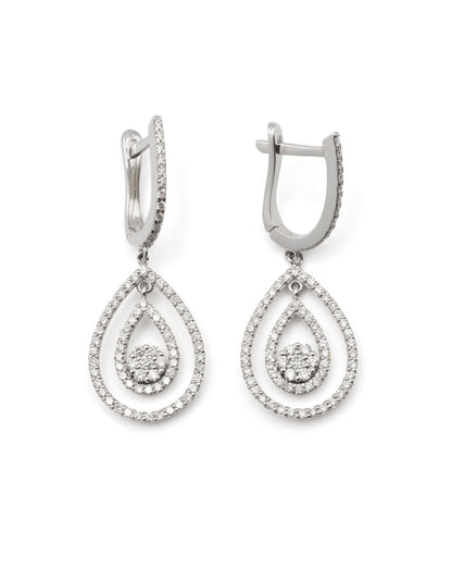 Pear Drop Earrings 1CT FSI 18K White Gold