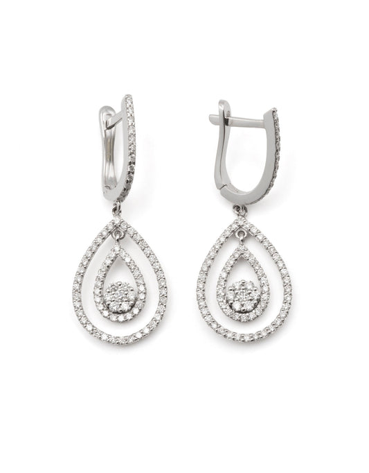 Pear Drop Earrings 1CT FSI 18K White Gold