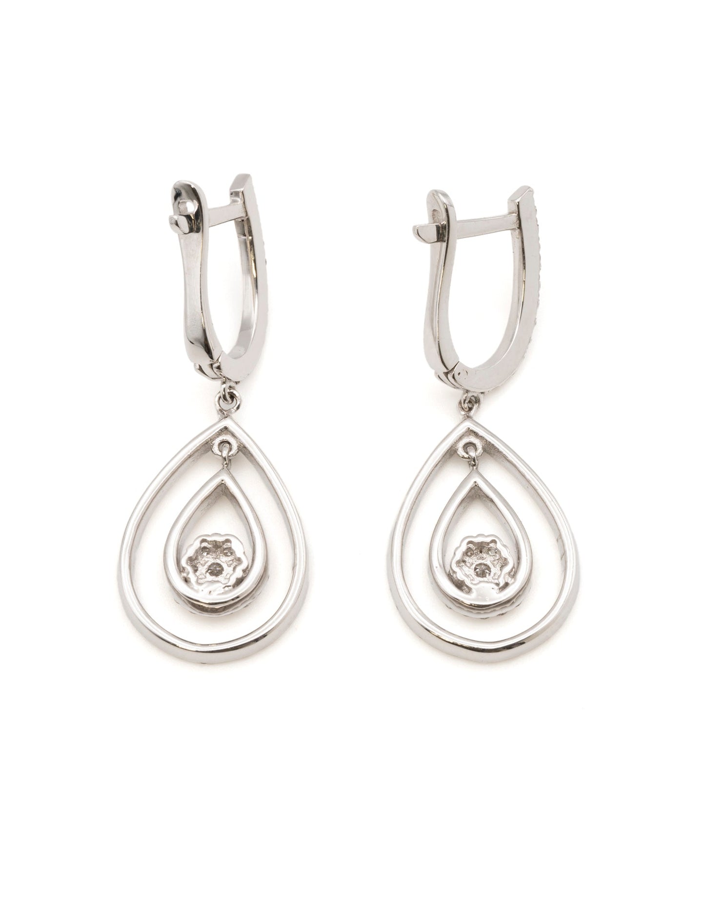 Pear Drop Earrings 1CT FSI 18K White Gold