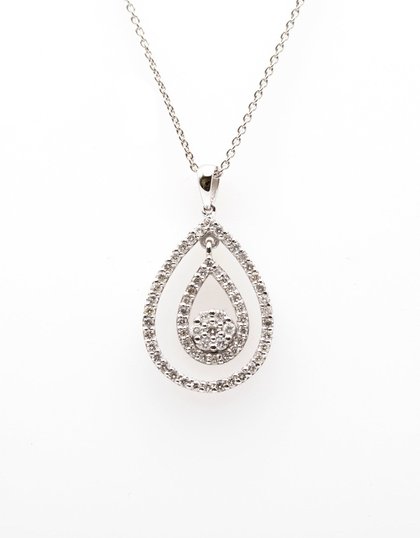 Pear Drop Necklace 18K White Gold 0.38CT