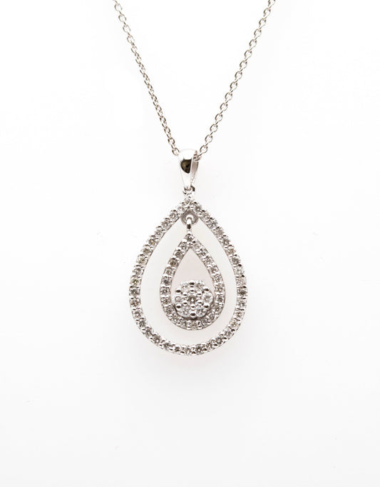 Pear Drop Necklace 18K White Gold 0.38CT