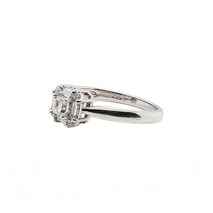 Cushion Cut With Baguette Halo Ring