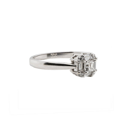 Cushion Cut With Baguette Halo Ring