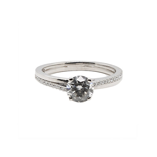 Round Brilliant Half Pave Double Band